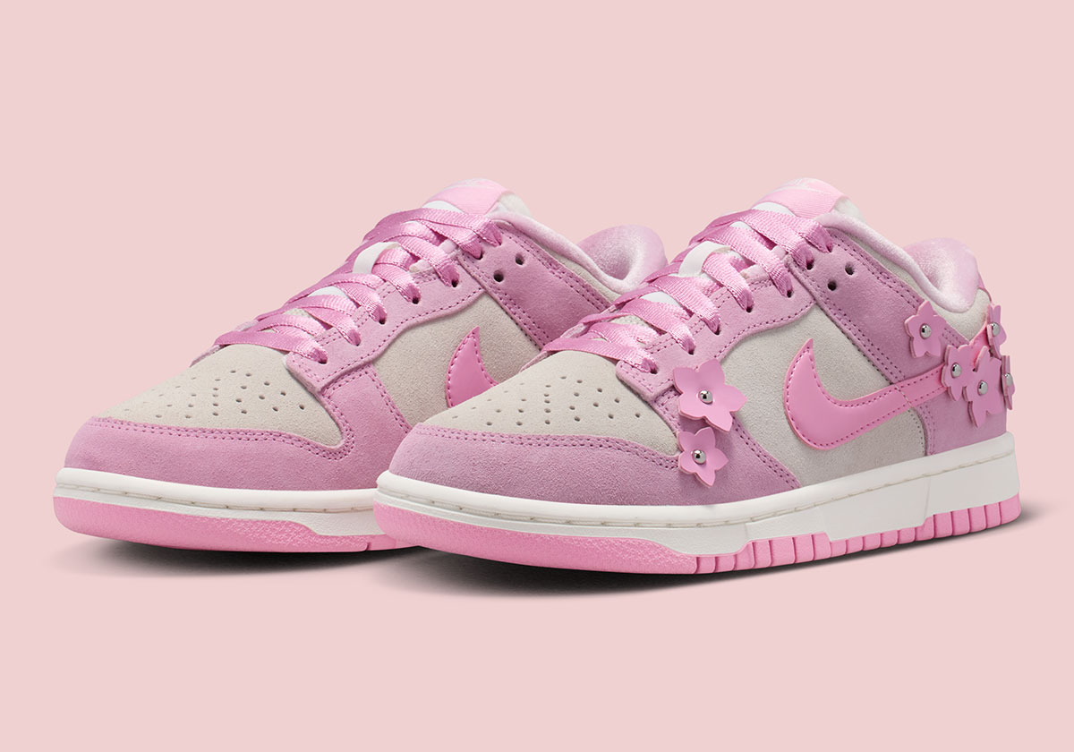 The Nike Dunk Low Brandishes Studded Pink Flowers
